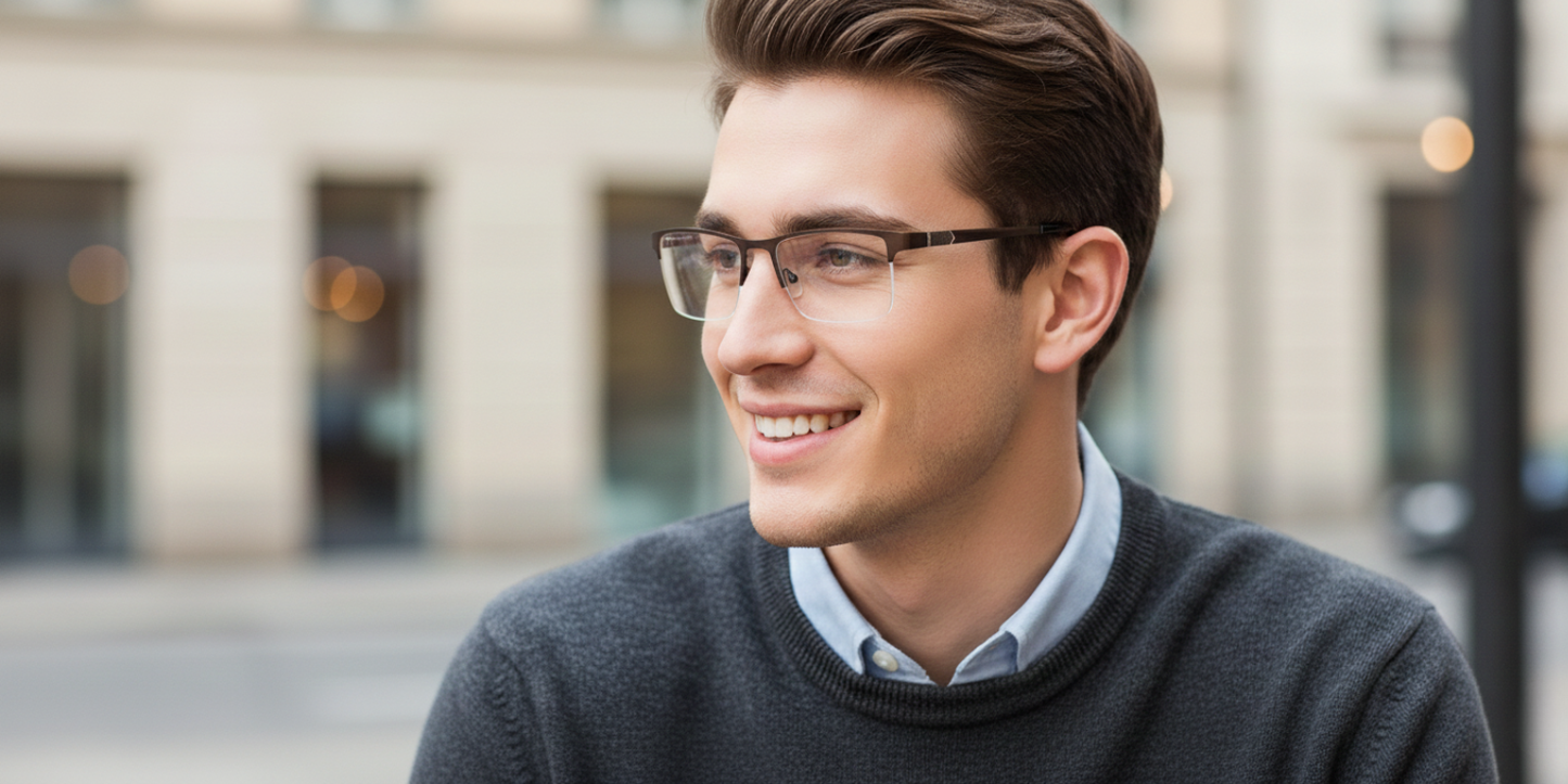 Half Rim Rectangle Classic Eyeglasses