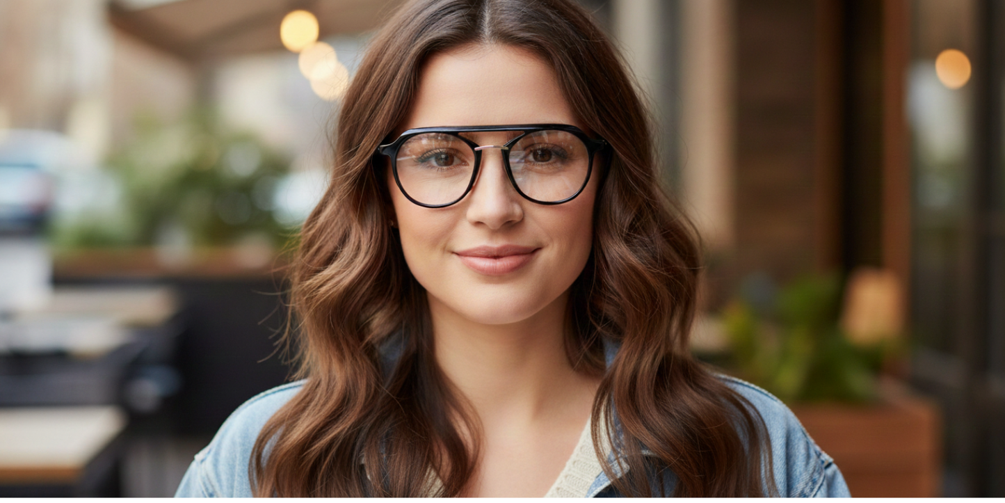Full Rim Double Bridge Round Aviator Classic Eyeglasses