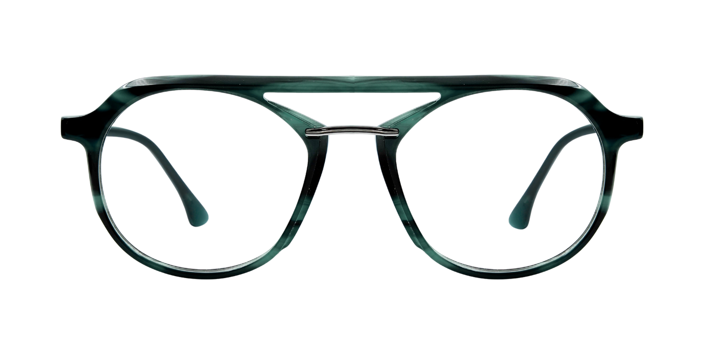 Full Rim Double Bridge Round Aviator Classic Eyeglasses