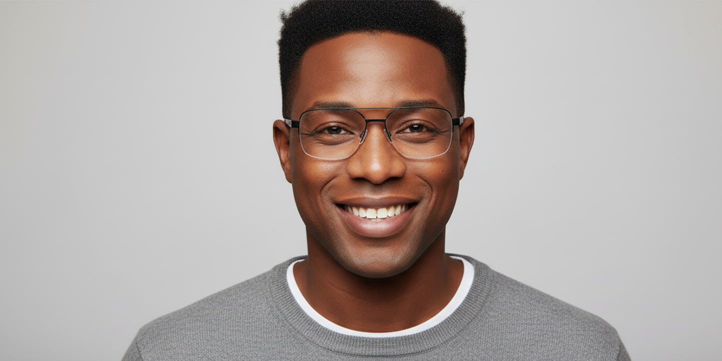 Half Rim Double Bridge Rectangle Classic Eyeglasses