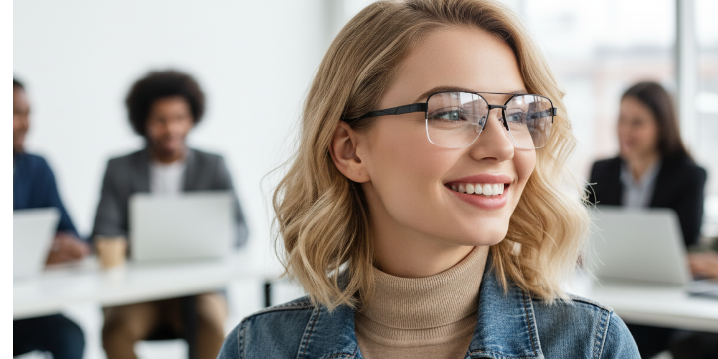 Half Rim Double Bridge Rectangle Classic Eyeglasses