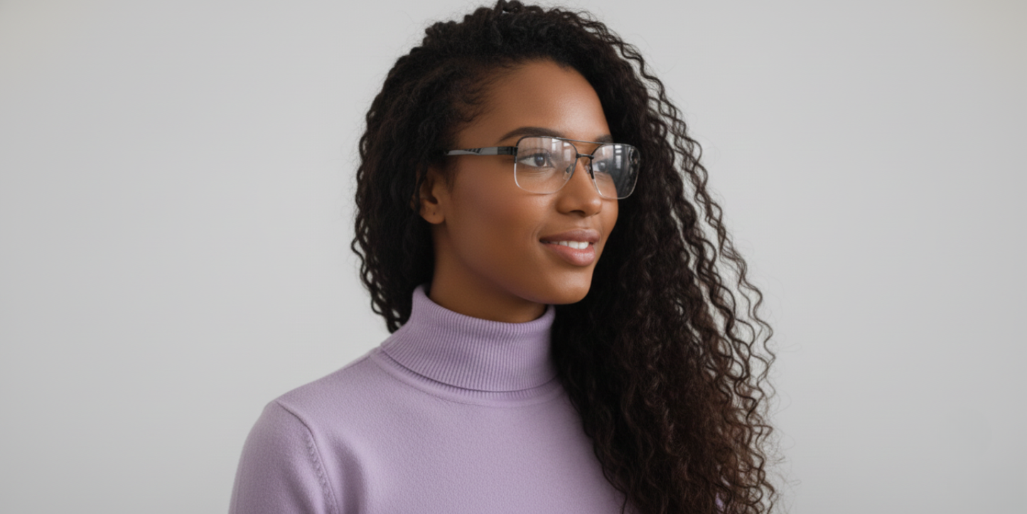 Half Rim Double Bridge Rectangle Classic Eyeglasses