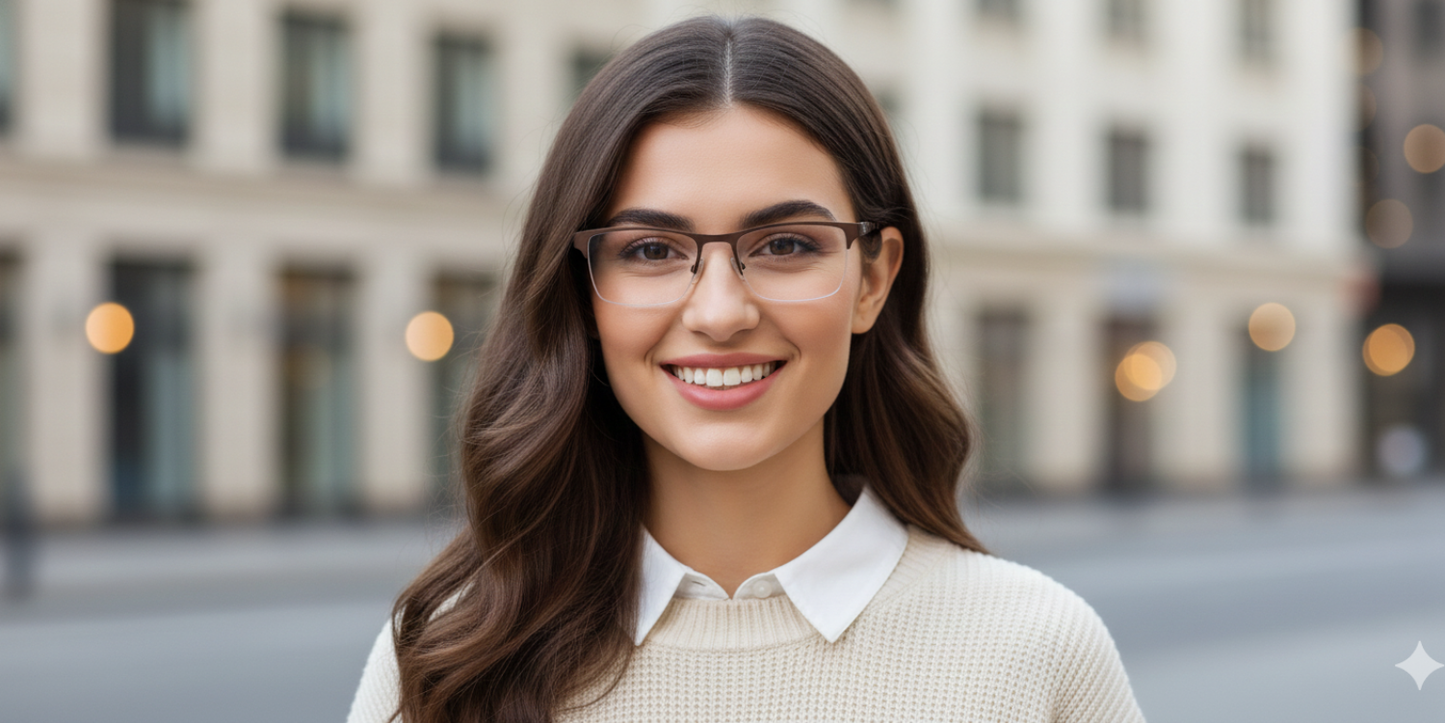 Half Rim Rectangle Classic Eyeglasses
