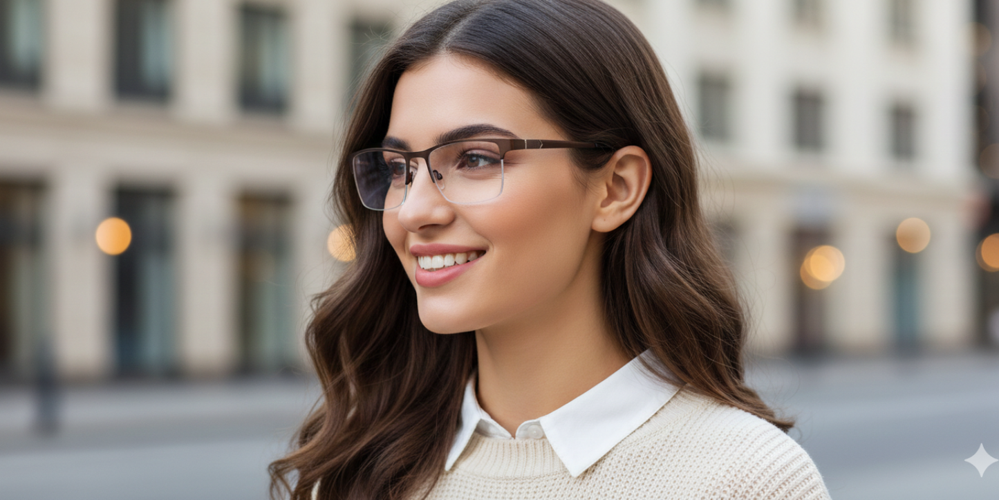 Half Rim Rectangle Classic Eyeglasses