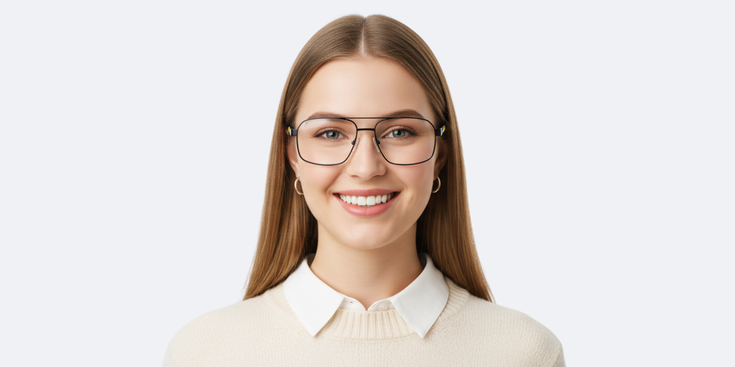 Full Rim Double Bridge Rectangle Eyeglasses