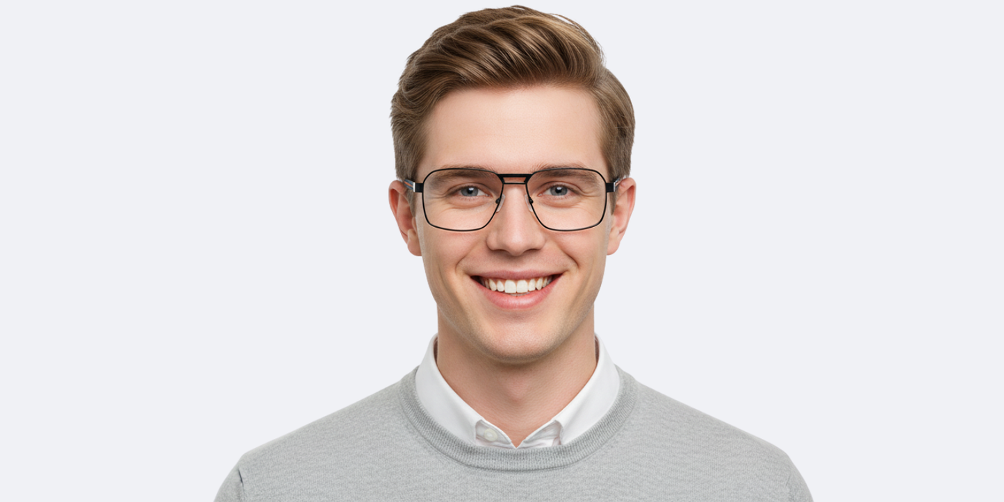 Full Rim Double Bridge Rectangle Eyeglasses