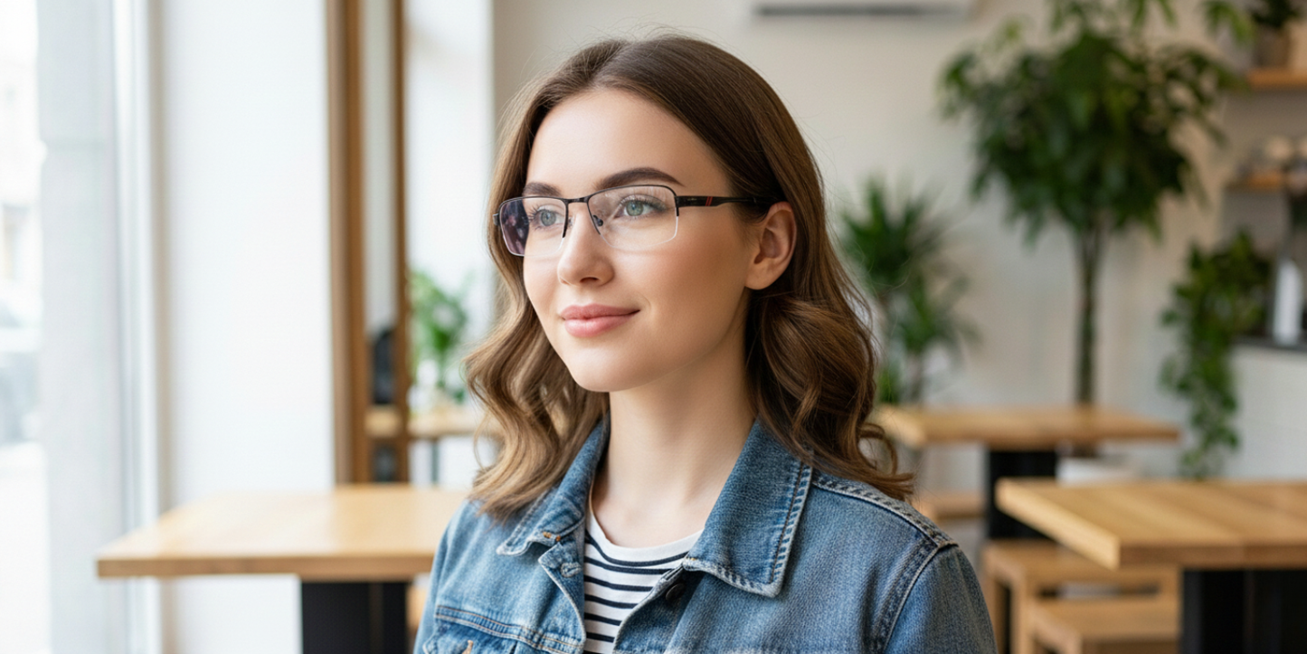 Half Rim Rectangle Classic Eyeglasses