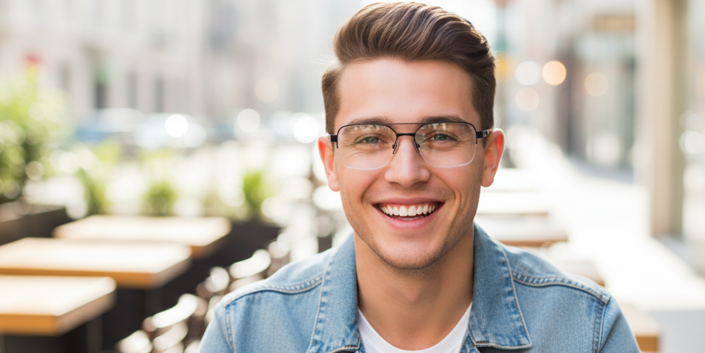 Half Rim Double Bridge Rectangle Classic Eyeglasses