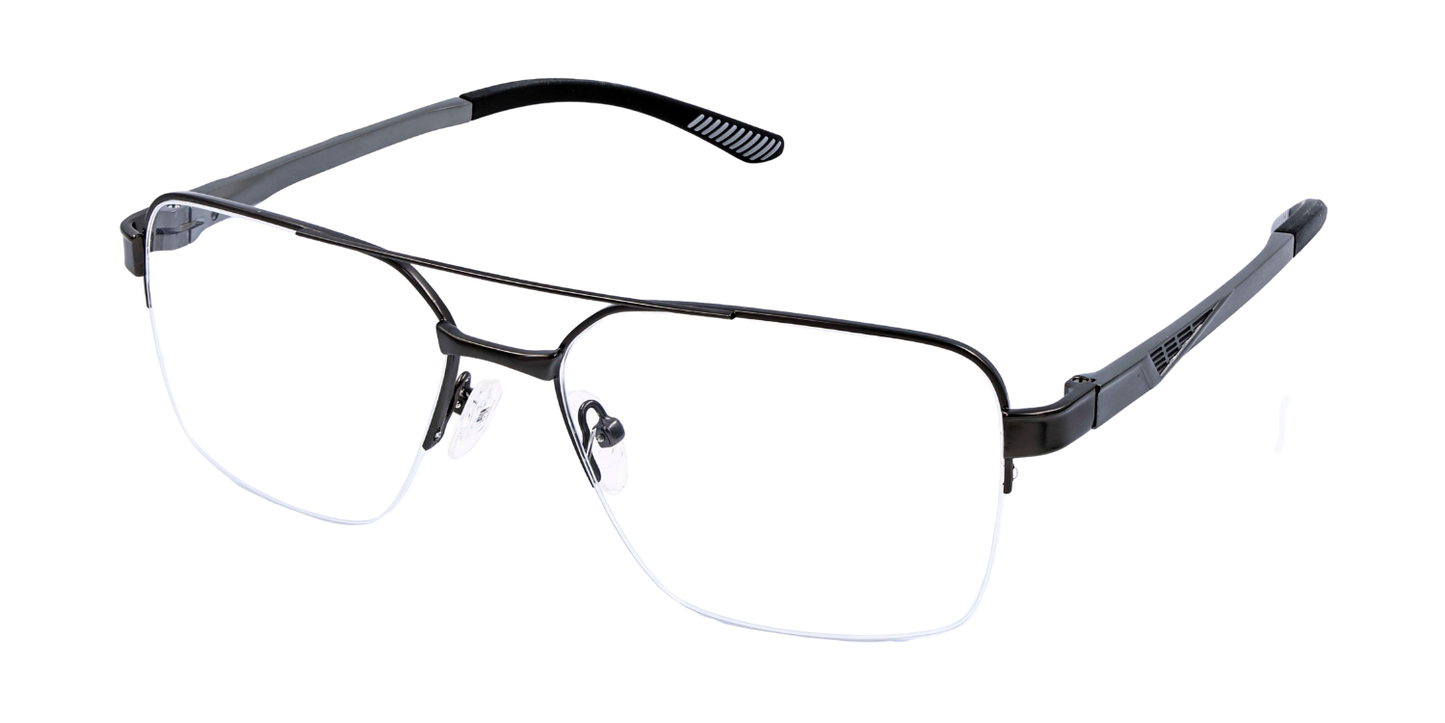 Half Rim Double Bridge Rectangle Classic Eyeglasses