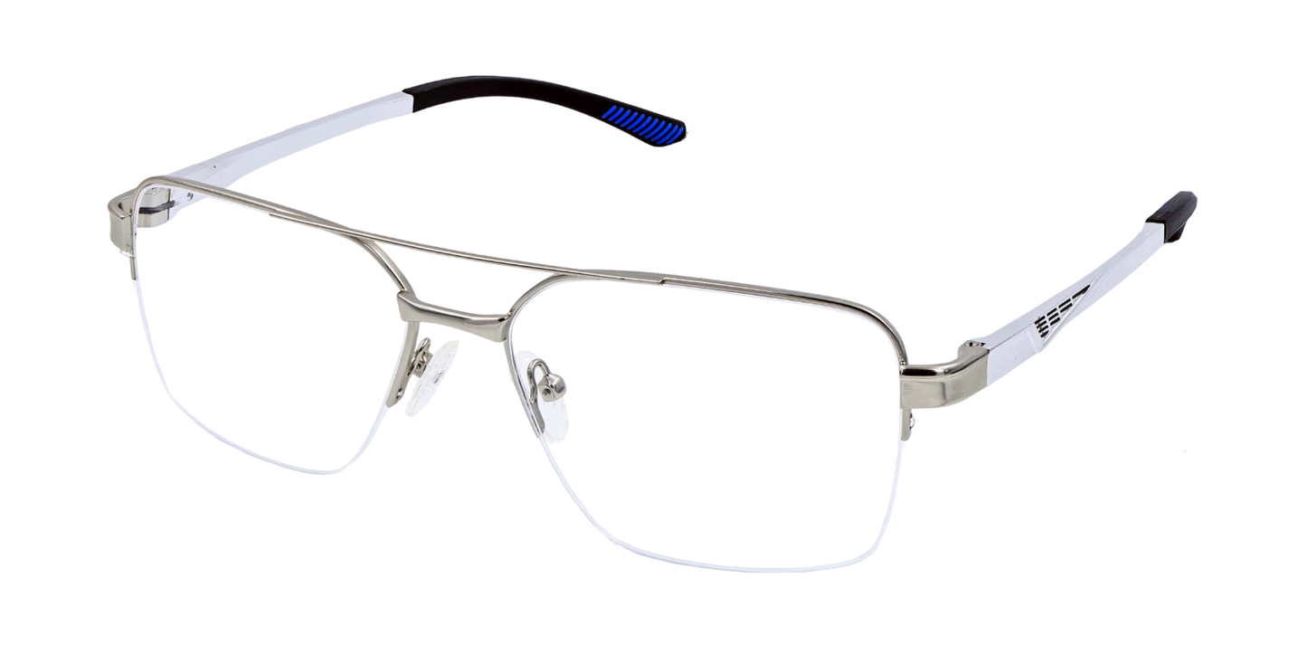 Half Rim Double Bridge Rectangle Classic Eyeglasses