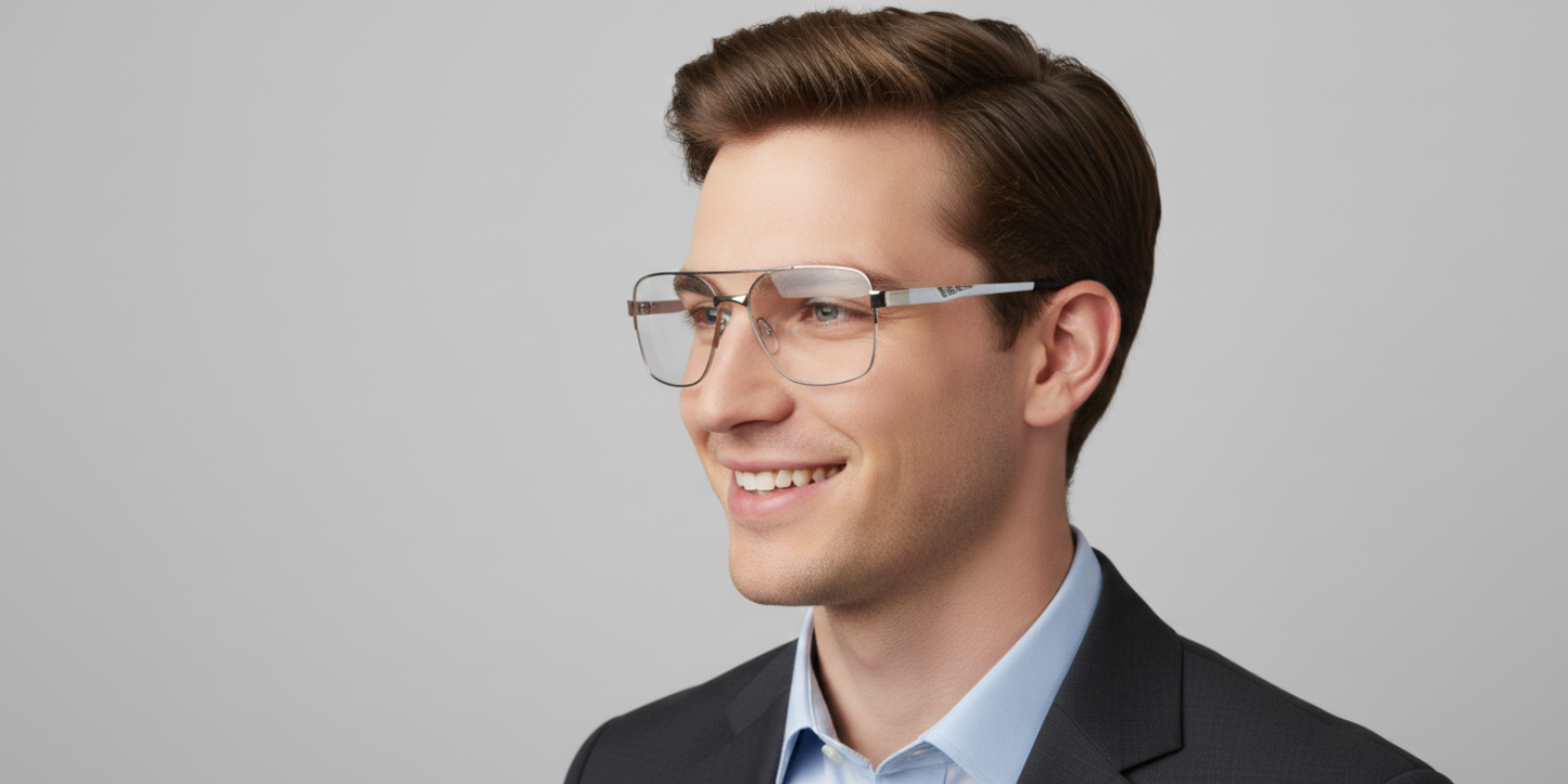Half Rim Double Bridge Rectangle Classic Eyeglasses