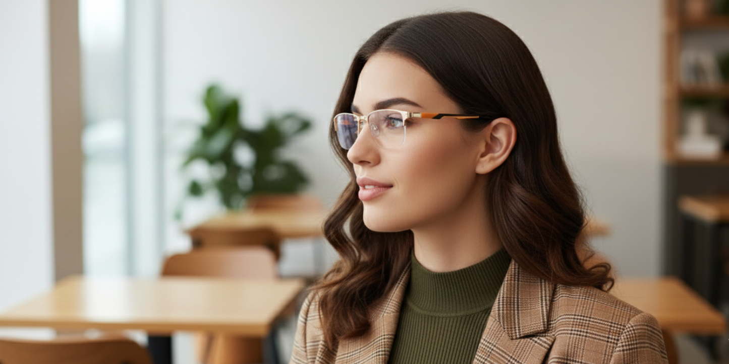Half Rim Rectangle Classic Eyeglasses